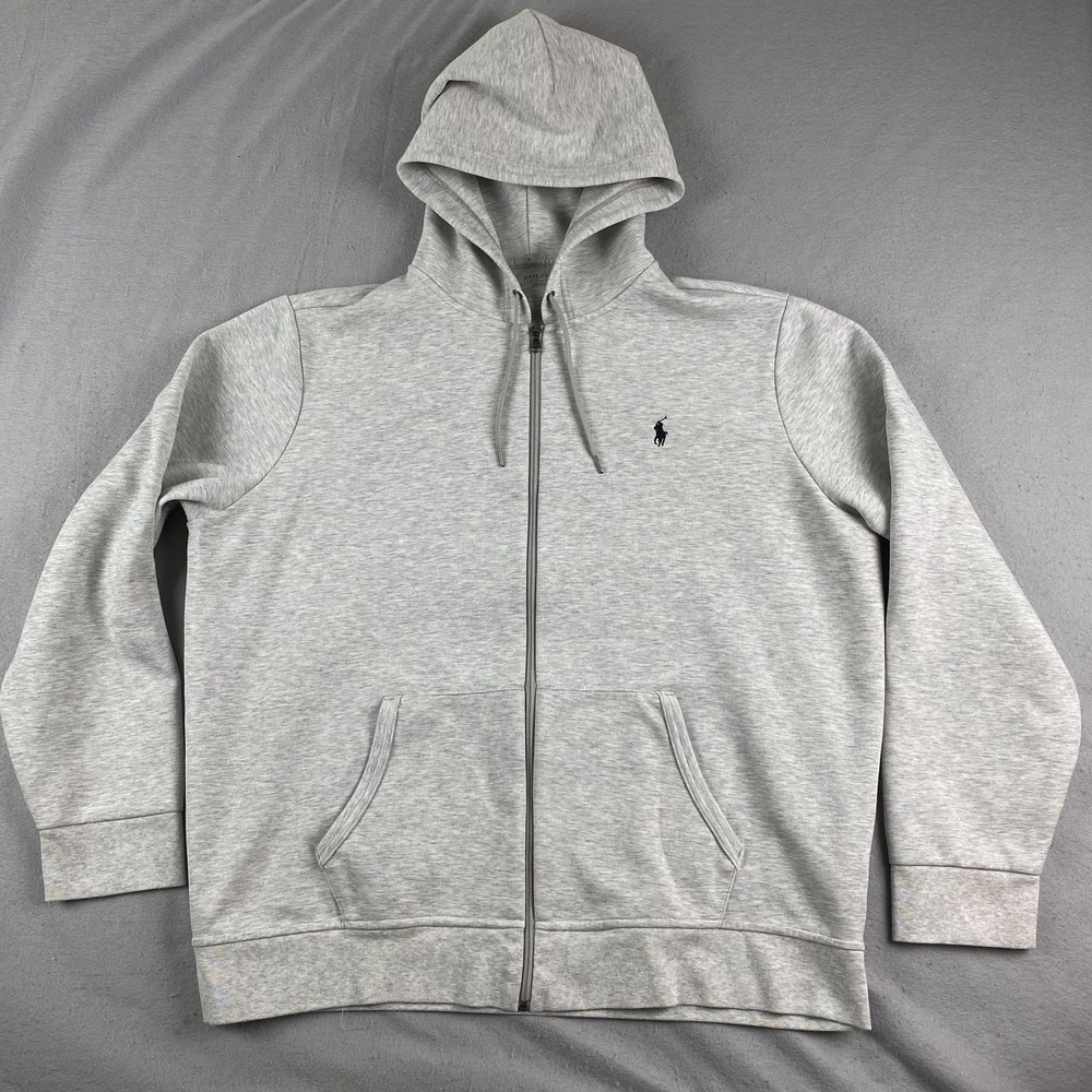 Polo Ralph Lauren mens Performance Hoodie XXL 2XL Double Knit Full Zip Gray